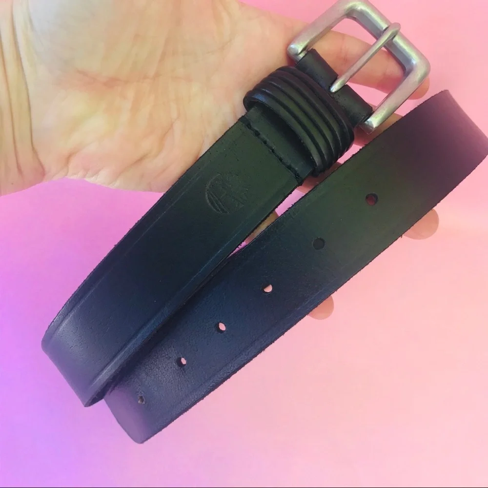 Dark brown/silver Timberland leather belt